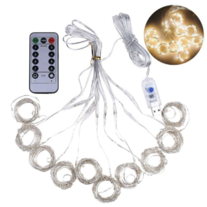 3x3m seed curtain fairy lights silver wire with remote