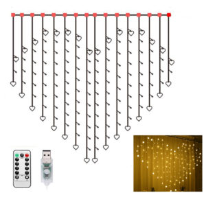 heart shape curtain Fairy lights