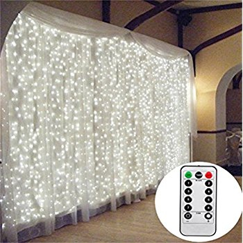 3x3m Connectable Curtain Lights with Remote Control White