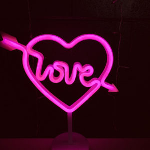 Two Way Powered USB and Battery LOVE Arrow LED Neon Kids Night Light