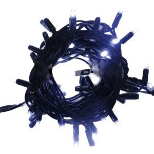 10m Black Rubber Cable Connectable Outdoor Fairy Lights 100 LEDs - Cool White