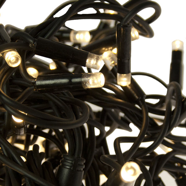 10m Black Rubber Cable Connectable Outdoor Fairy Lights 100 LEDs - Warm White