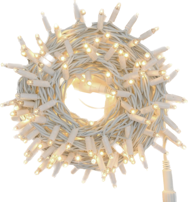 10m White Rubber Cable Connectable Outdoor Fairy Lights 100 LEDs - Warm White