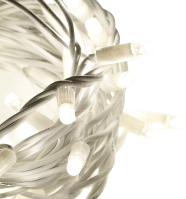 10m White Rubber Cable Connectable Outdoor Fairy Lights 100 LEDs - White