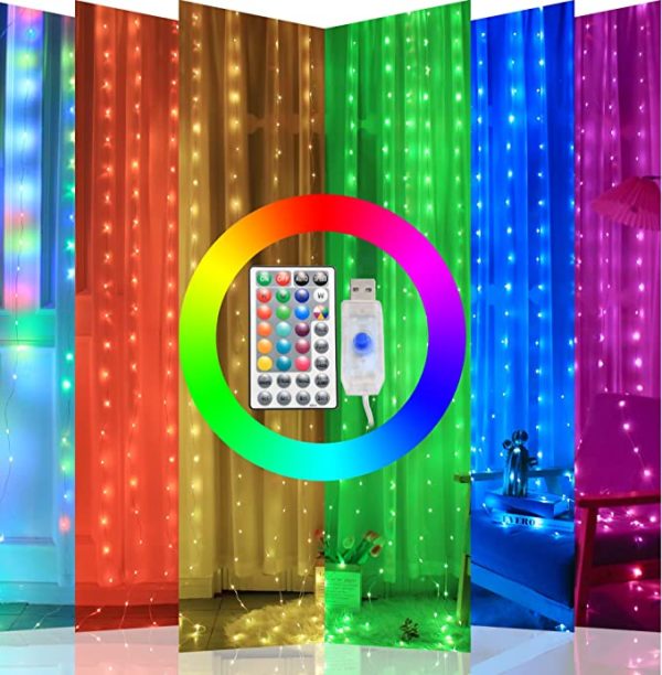 Color changing curtain lights with remote hotsell