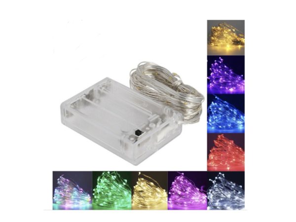 5m 50 LED Battery Pack Silver Wire Seed Fairy Lights