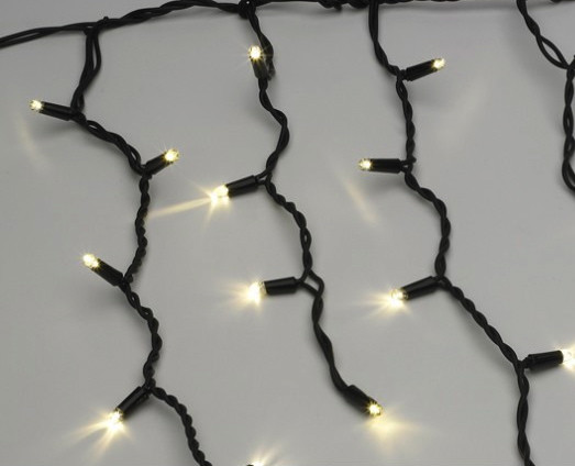 Black Rubber Wire Outdoor Connectable 3m Icicle Outdoor Fairy Lights - Warm White