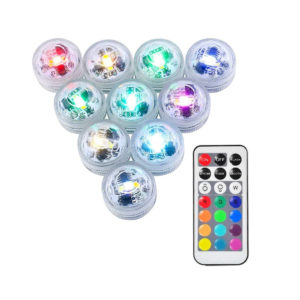 Waterproof LED Tea Lights - Multi-Color with Remote - 10 Piece Pack