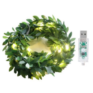 USB Spring Green Leaf Silver Wire Seed Fairy Lights - Warm White