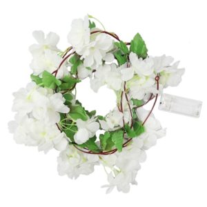 white cherry blossom flower hydrangea fairy lights