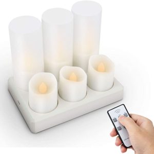 6 Piece USB Rechargeable Tea Light Candle with Holder