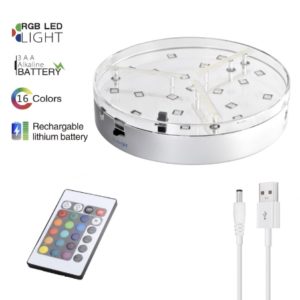 15cm USB Rechargeable and Battery Powered Round LED Vase Base Plate Lights