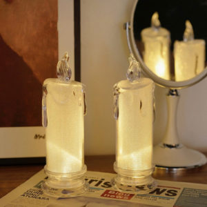 2 x 6cm Diameter Acrylic Crystal Battery LED Candles