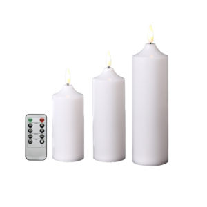 3 Piece Set 5cm Diameter Battery Candle with Remote Control