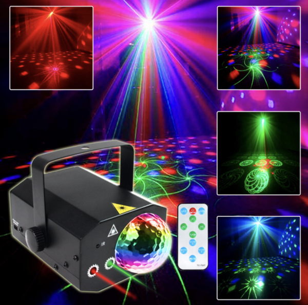 Hiring – Large 2 in 1 Music Activated LED Disco Light + RG Laser Party Light  / Stage Light with Remote Control - Party Lights Company