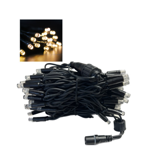 black rubber string fairy lights extension set warm white