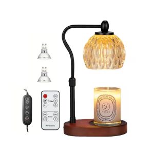 Vintage Glass Black Melting Wax Lamp Dimmable & Remote Control, Height Adjustable Night Light Table Candle Warmer Light