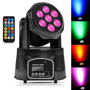 6 in 1 Moving Head Wash LED 70W 6 Colour DMX Spot Beam Stage Light DJ Disco Party Lights with Remote Control
