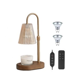 Oval Base Glass Melting Wax Lamp w Remote Control, Dimmable and Timer Candle Warmer Lamp