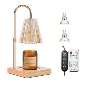 Aromatherapy Amber Glass Melting Wax Lamp Remote Control, Timer & Dimmable Height Adjustable Candle Warmer Lamp