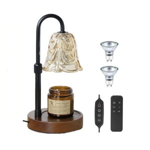 Elegant Black Vintage Aromatherapy Lamp with Remote Control, Timer & Dimmable Height Adjustable Candle Wax Melting Warmer Lamp