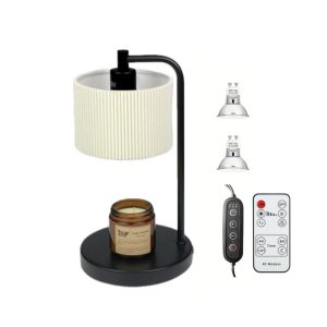 Ribbed Lamp Shade Aromatherapy Lamp with Remote Control, Timer & Dimmable Height Adjustable Candle Wax Melting Warmer Lamp