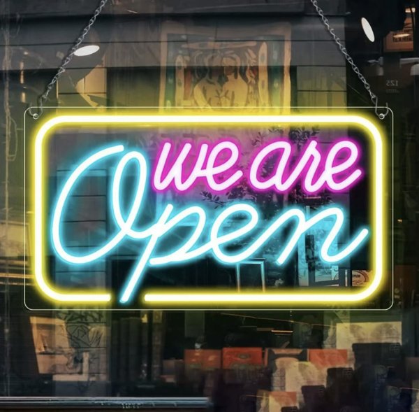 We are open neon sign