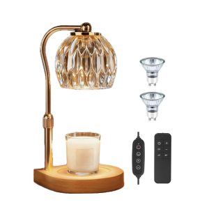 Vintage Glass Melting Wax Candle Warmer Lamp with Remote Control, Dimmable & Height Adjustable