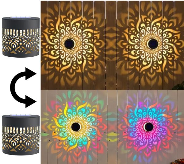 2 Pack Solar Warm White & Rainbow Projection Lights