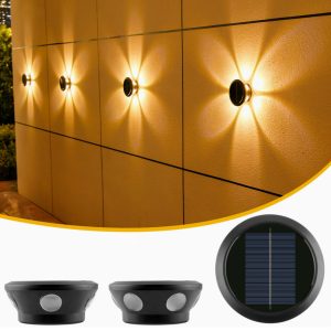 2 Pack Bright Solar Flower Projection Lights Waterproof Outdoor Garden Wall Decor