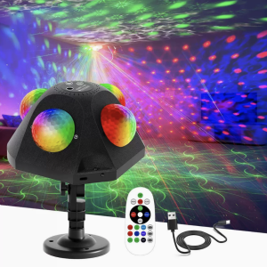 4 Magic Ball RGB LED Disco Laser Party Light with Remote and Music Mode