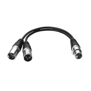 0.3M 3-Pin XLR Female Plug to Dual 2 Male Jack Y Splitter Mic DJ DMX Cable